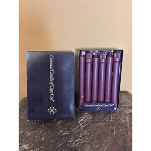 Colonial Candle of Cape Cod 8" Taper Candles Mulberry 28 C08 Box of 12 Vintage